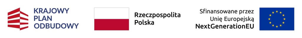 Logotyp - Krajowy Plan Odbudowy, Rzeczpospolita Polska, Sfinansowane przez Unię Europejską